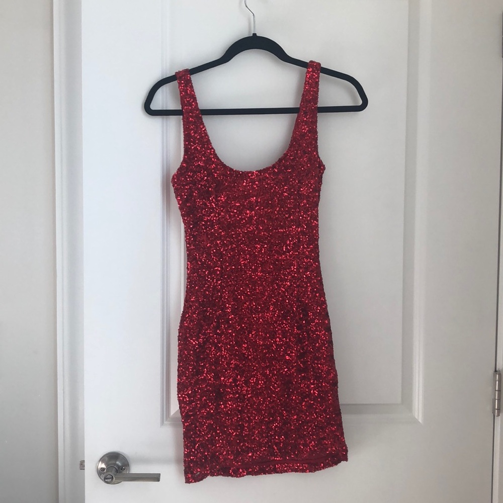Red Sequin Mini Dress